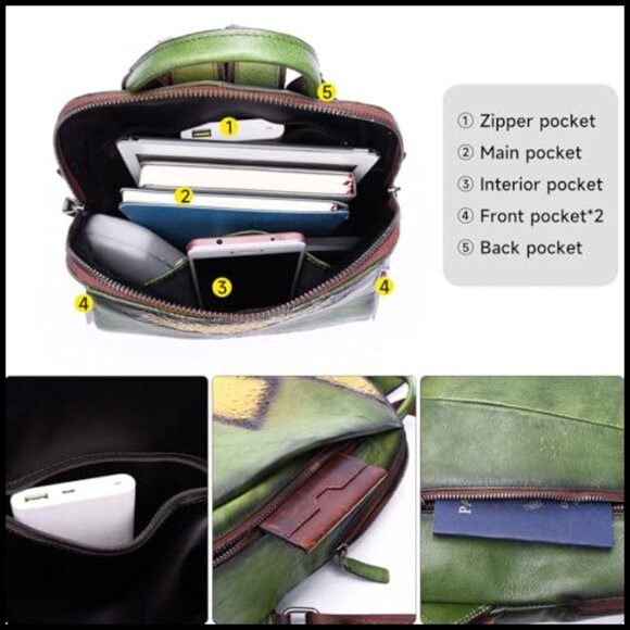 Floral Leather Mini Backpack Daypack Adjustable Straps Travel Casual Chic main image 6